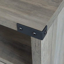 Load image into Gallery viewer, Farmhouse Style End Table Barn Door Nightstand with Open Shelf in Rustic Oak