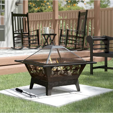 Load image into Gallery viewer, Square Outdoor Steel Wood Burning Fire Pit with Star Design