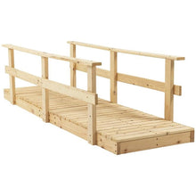 Load image into Gallery viewer, 7 ft. Wooden Garden Bridge with Hand Rails in Natural Finish