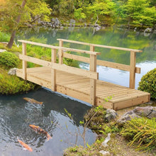 Load image into Gallery viewer, 7 ft. Wooden Garden Bridge with Hand Rails in Natural Finish