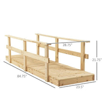 Load image into Gallery viewer, 7 ft. Wooden Garden Bridge with Hand Rails in Natural Finish