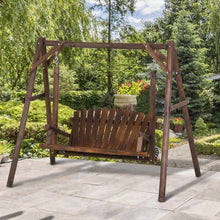 Load image into Gallery viewer, FarmHouse Log A-Frame 2-Seat Wooden Swing Bench