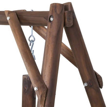 Load image into Gallery viewer, FarmHouse Log A-Frame 2-Seat Wooden Swing Bench
