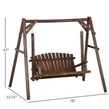 Load image into Gallery viewer, FarmHouse Log A-Frame 2-Seat Wooden Swing Bench
