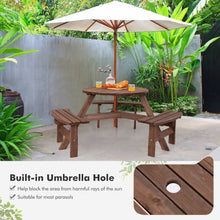 Load image into Gallery viewer, Espresso Wooden 6 Seater Picnic Table Umbrella Hole