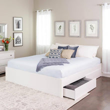 Load image into Gallery viewer, King Size 4 Drawer Storage White Wooden 4 Post Platform Bed  Frame