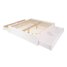 Load image into Gallery viewer, King Size 4 Drawer Storage White Wooden 4 Post Platform Bed  Frame