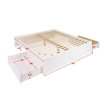 Load image into Gallery viewer, King Size 4 Drawer Storage White Wooden 4 Post Platform Bed  Frame