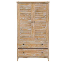 Load image into Gallery viewer, FarmHome Louvered Distressed Driftwood Solid Pine Armoire