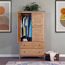 Load image into Gallery viewer, FarmHome Louvered Distressed Driftwood Solid Pine Armoire