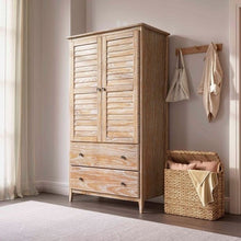 Load image into Gallery viewer, FarmHome Louvered Distressed Driftwood Solid Pine Armoire