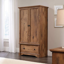 Load image into Gallery viewer, Rustic Oak Drawer and Garment Rod Wardrobe Armoire
