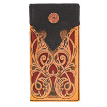 Load image into Gallery viewer, HOOey "Ryder" Hand Tooled Rodeo Rough  (Tan/Red) - Men's Rodeo Wallet