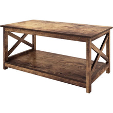 Load image into Gallery viewer, Contemporary 2-Tier Farmhouse Coffee Table in Rustic Wood Finish