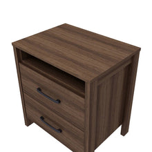 Load image into Gallery viewer, Modern 2-Drawer Nightstand Bedside Table in Brown Walnut Wood Finish