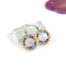 Load image into Gallery viewer, Labradorite Mini Halo Earrings