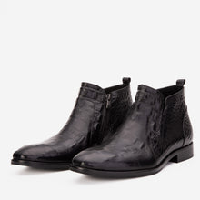 Load image into Gallery viewer, The Randor Black Crocodile Leather Side-Zip Dress Ankle Men Boot