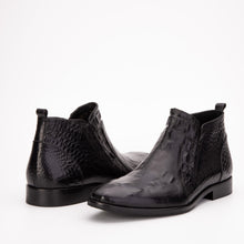 Load image into Gallery viewer, The Randor Black Crocodile Leather Side-Zip Dress Ankle Men Boot