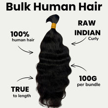 Load image into Gallery viewer, Raw Indian Curly Bulk 100% Human Braiding Hair