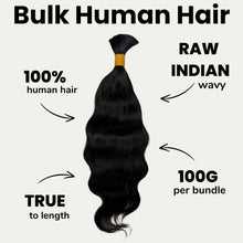 Load image into Gallery viewer, Raw Indian Wavy Bulk 100% Human Braiding Hair