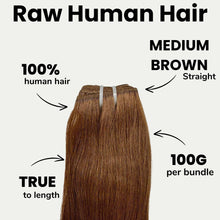 Load image into Gallery viewer, Raw Medium Brown Straight 100% Human Hair Bundles