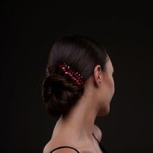Load image into Gallery viewer, Elegant Red Crystal 2-Piece Hair Comb Set