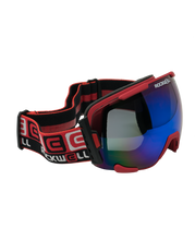 Load image into Gallery viewer, Bomber Goggles (Red w/Flash Blue Lens)