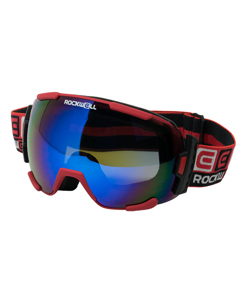 Bomber Goggles (Red w/Flash Blue Lens)