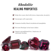Load image into Gallery viewer, Certified Rhodolite Emerald Cut Engagement Ring with Diamond Trio