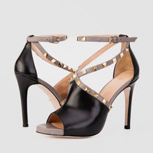 Load image into Gallery viewer, The Ribnica Black Leather Ankle Strap Women Sandal