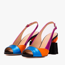 Load image into Gallery viewer, The Rize Multicolor Pumpkin Heel Leather Women Sandal