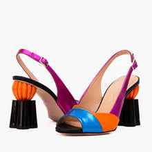 Load image into Gallery viewer, The Rize Multicolor Pumpkin Heel Leather Women Sandal