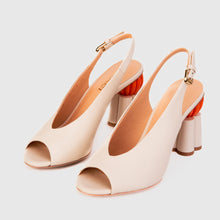 Load image into Gallery viewer, The Cimla Cream Leather Pumpkin Heel Women Sandal