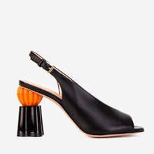 Load image into Gallery viewer, The Cimla Pumpkin Heel Black Leather Women Sandal