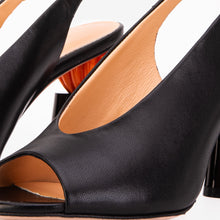 Load image into Gallery viewer, The Cimla Pumpkin Heel Black Leather Women Sandal