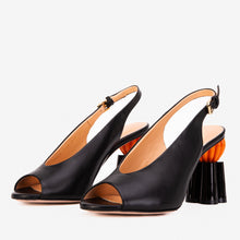 Load image into Gallery viewer, The Cimla Pumpkin Heel Black Leather Women Sandal