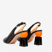 Load image into Gallery viewer, The Cimla Pumpkin Heel Black Leather Women Sandal