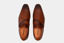 Load image into Gallery viewer, The Rolls  Woven Tan Leather Single Monk Strap  Handmade Men Shoe