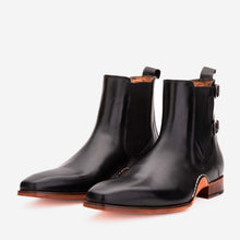 Load image into Gallery viewer, The Royal Hand Craft Black Leather Double-Buckle Chelsea Men Boot