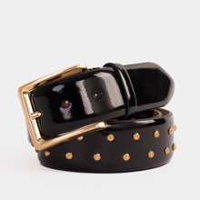 Load image into Gallery viewer, The Jupiter Black Patent Spike Leather Belt