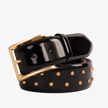Load image into Gallery viewer, The Jupiter Black Patent Spike Leather Belt