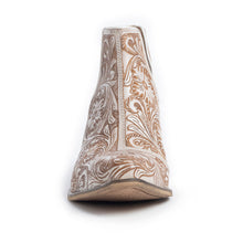 Load image into Gallery viewer, Western Moxie Hand-tooled Booties in White Chocolate
