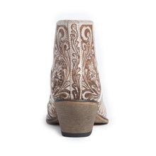 Load image into Gallery viewer, Western Moxie Hand-tooled Booties in White Chocolate