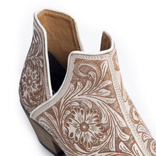 Load image into Gallery viewer, Western Moxie Hand-tooled Booties in White Chocolate