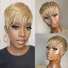 Load image into Gallery viewer, WIGERA  Highlight Synthetic Wigs Short Straight  Pixie Cut Hair Bob Wig Honey Gold Mix Black  Hair For Woman