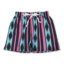 Load image into Gallery viewer, Light blue aztec stripe western kids boys swim trunks