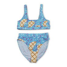 Load image into Gallery viewer, Light blue ice cream sprinkle women summer swimsuit