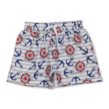 Load image into Gallery viewer, Anchor stripe kids boys 4th of july swim trunks