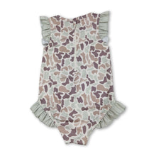 Load image into Gallery viewer, Ruffle camo hunting baby girls one piece swimsuit
