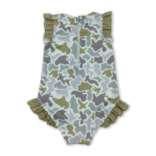 Load image into Gallery viewer, Ruffle camo duck hunting baby girls one piece swimsuit